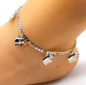 RENSINO S0246 Fashion Silver Color Plated Elephant Women’s Anklet Handmade COPPER Body Jewelry