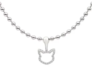 RENSINO S925 18K High End Cat Pendant Shining Star Cat Shadow Original Pet Design Lab Grown Diamond Full Coverage Necklace for Couples