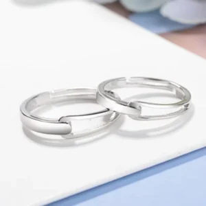 RENSINO S925 Full body Silver Active Open Mouth Couple Holding Hands Simple Ring Pair Ring Ring Tail Ring and dropshipping