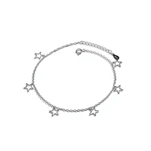 RENSINO S925 Imitation Silver Japanese Korean Fashion Hollow Five pointed Star Anklet Stylish Unique Fresh Delicate Toe Accessory Gift