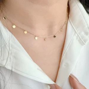 RENSINO S925 Pure Silver Plated 18K Gold Christian Pendant Necklace Minimalist High End Women’s Collarbone Chain Gift Plain Gold
