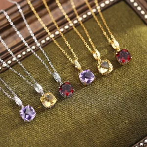 RENSINO S925 Pure Silver Rhodium Classic Pendant Necklace For Women’s Cross Chain Ice Cut Natural Crystal Women’s Jewelry Set