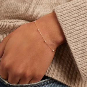 RENSINO S925 Pure Silver Style Pearl Stacking Temperament Versatile Bracelet Qixi Gift