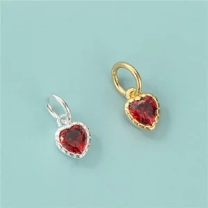 RENSINO S925 Red Heart Zircon Pendant for DIY Charm Women Accessories for Jewelry Making