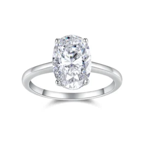 RENSINO S925 Silver 8*12mm Oval Egg shaped D Color VVS1 Moissanite Female Ring Ins Style