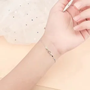 RENSINO S925 Silver Anklet Simple and Small Silver Piece Single Chain Bracelet Sweet Temperament Foot Design Bangles Popular Jewelry
