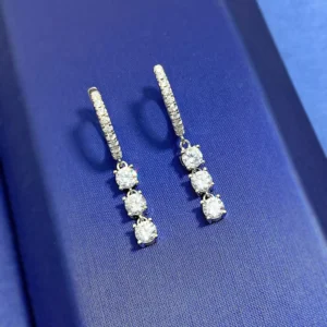 RENSINO S925 Silver Earrings Set with Zircon Stone, 30 Points, Unique, Simple, Fashionable, and Versatile Earring Jewelry for Women