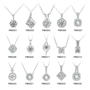 RENSINO S925 Silver Fashion Moissanite Pendant Necklace 6.5mm 1ct Moissanite Diamond Necklace