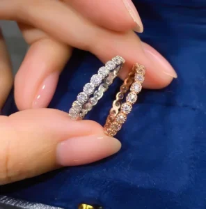 RENSINO S925 Silver Full 5a Zircon Ring Women’s European and American Fashion Round Body Jewelry