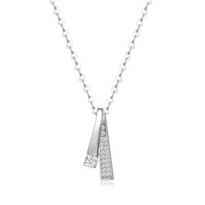 RENSINO S925 Silver Full Set Moissanite Versatile Double Stripe Pendant Ring Necklace Simple Light Luxury High End Jewelry