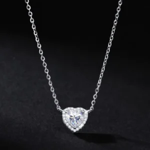 RENSINO S925 Silver Heart Shaped Moissanite Jewelry Set Love Light Luxury Versatile Fashion Earnail Ring Women’s Wedding Party Jewelry