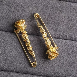 RENSINO S925 Silver Jewelry Rose Brooch for Women Gold Plated Ancient DIY Pendant Copper Alloy Accessories Children Party Wedding Gift