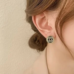 RENSINO S925 Silver Moissanite Diamond Earrings Retro French Korean Letter Rhinestone Earrings