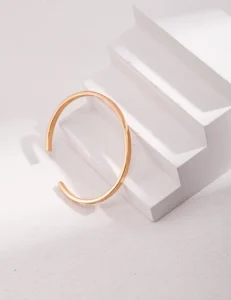 RENSINO S925 Silver Polished Cuff Minimalist Smooth Tone Open Bangles for Party and Business Events