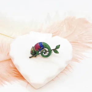 RENSINO S925 Silver Seven-Color Chameleon Brooch Natural Zircon Gemstones Trendy Luxurious High-End Wedding Gift for Unisex