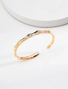RENSINO S925 Silver Wave Texture Cuff Minimalist Multi Angle Shimmer Bangles for Party and Business Events