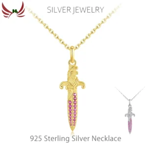 RENSINO S925 Silver Zircon Men Women Gold Plated Luxury Engagement Wedding Anniversary Party Hiphop Blade Gleam for Certified Pendant