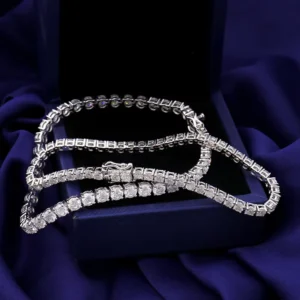 RENSINO S925 Sterling Silver 2mm Tennis Chain Bracelet Men Women VVS Lab Moissanite Hip Hop Diamond Bracelets Bangles
