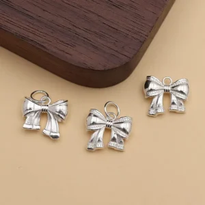 RENSINO S925 Sterling Silver Bow Pendant Sweet Style Exquisite Necklace Bracelet Handcrafted Jewelry Accessory