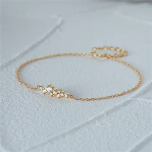 RENSINO S925 Sterling Silver Bracelet Women’s Diamond Simple Temperament Hypoallergenic Trendy Hand Jewelry Bracelet
