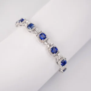 RENSINO S925 Sterling Silver Bracelet with Lab grown Sapphires