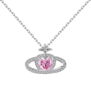 RENSINO S925 Sterling Silver Chain Necklace Heart Charm Pendants for Women Necklaces Earrings Rings Jewelry Set