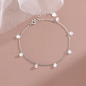 RENSINO S925 Sterling Silver Chain Super Flash Crystal Charm Anklets Bracelets Necklaces Jewelry Set Gift Accessories YB XY 303