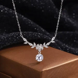 RENSINO S925 Sterling Silver Cherry Blossom Collarbone Chain Necklace