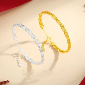 RENSINO S925 Sterling Silver Classic Personalized Antique Silver Twist Weaving Opening Cuff Trendy Gold Plated Adjustable Bangles