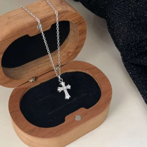 RENSINO S925 Sterling Silver Cross Necklace New Niche Design High end and Versatile