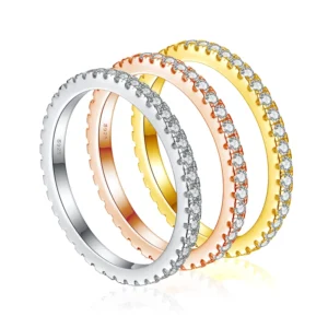 RENSINO S925 Sterling Silver Crown Shape Diamond Ring Women’s Single Row Electroplated Instagram Style Light Luxury Jewelry