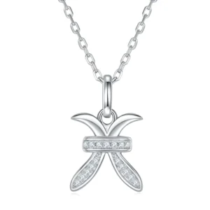 RENSINO S925 Sterling Silver D Color Moissanite Pendant Pisces Zodiac Necklace Jewelry for Women