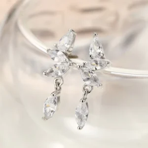 RENSINO S925 Sterling Silver Earrings Temperament Branches Diamond Sterling Silver Earrings Female Korean Fashion Silver Jewelry