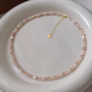 RENSINO S925 Sterling Silver Electroplated Baroque Freshwater Pearl Necklace Candy Color Pink White Purple Women Jewelry