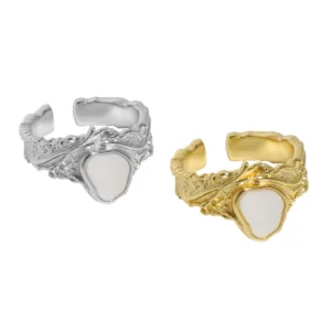 RENSINO S925 Sterling Silver Fashion Jewelry Irregular Bump Texture Shell Thick Ring