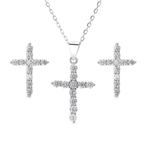 RENSINO S925 Sterling Silver Fine Jewelry Sets for Women God Pendant With Cubic Zircon Rhodium Plating Religious Charm Gift