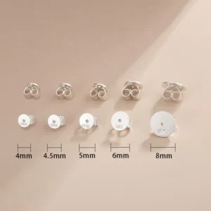 RENSINO S925 Sterling Silver Flat Head Earring Backs for DIY Jewelry Making Accessories