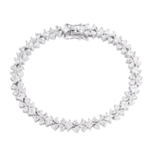 RENSINO S925 Sterling Silver Four-leaf Clover Bracelet Handmade Jewelry Zircon Niche Design Inspired Ins Fashion Trends Flower