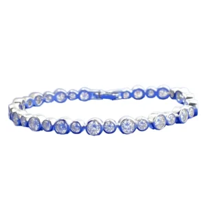RENSINO S925 Sterling Silver Gold Plated Marquise Cut Moissanite Charm Bubble Bracelet Women Full Diamonds Luxury