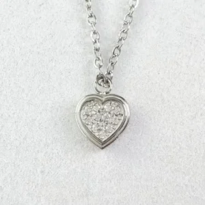RENSINO S925 Sterling Silver Heart Necklace Stone Set Interlocked Hearts Choker for Women