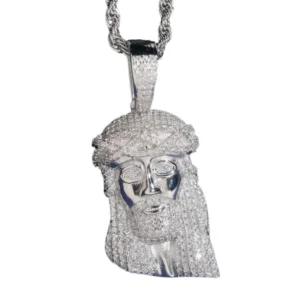 RENSINO S925 Sterling Silver Hip Hop Inspired Jesus Moissanite Pendant