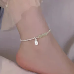 RENSINO S925 Sterling Silver Hotan Jade Women’s Luxury Sexy Anklet Factory Direct