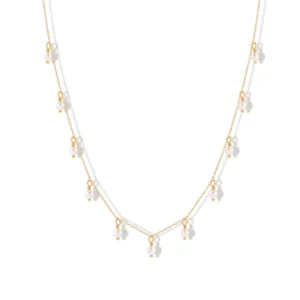 RENSINO S925 Sterling Silver Ins Double Layered Wave Round Temperament Lady Clavicle Necklace