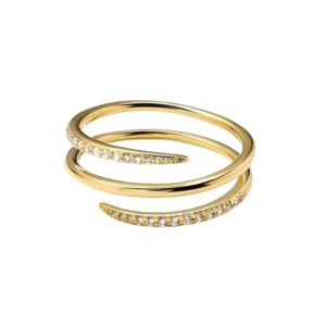RENSINO S925 Sterling Silver Jewelry Trendy Fashion Rings Zircon Gold Plated Jewelry