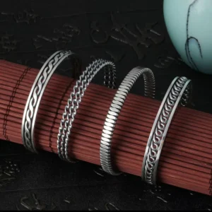 RENSINO S925 Sterling Silver Jewelry Vintage Thai Silver Hollow Bracelet for Men Women Woven Wristband Birthday Gift