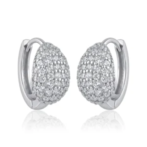 RENSINO S925 Sterling Silver Micro-Set Full Zirconia Circle Fine Hoop Earrings Geometric Style Gold Plated Rhodium For Gift