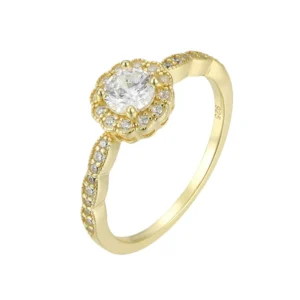 RENSINO S925 Sterling Silver Micro Set Zircon Ring for Women’s Fashion Classic Engagement Wedding Ring