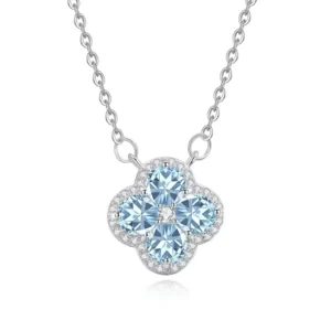 RENSINO S925 Sterling Silver Natural Crystal Four Leaf Clover Necklace Healing Jewelry for Women Gift Custom Color Box