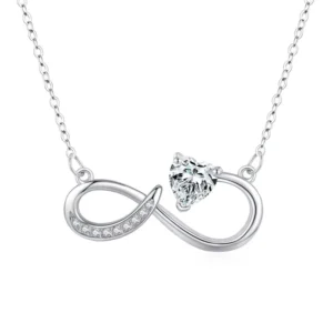 RENSINO S925 Sterling Silver Necklace for Women Infinity Love 8 Shape Design