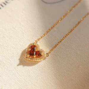 RENSINO S925 Sterling Silver Plated 18K Gold Heart Zircon Pendant Necklace High End Light Luxury Niche Female Christian Trendy